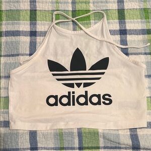 adidas White Muscle Tee with Black Logo